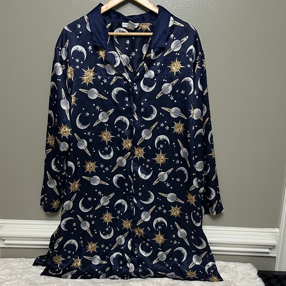 Womens celestial moon & star print nightgown shirt Sz 2X